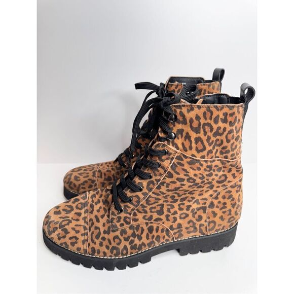 Donald Pliner Boots Size 7 Leather Animal Print Classic Hiker Design Suede NEW - Picture 3 of 10
